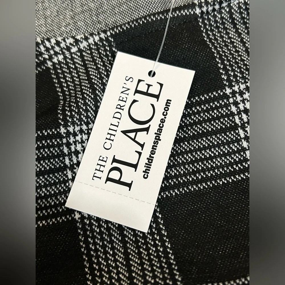 New! The Childrens Place Plaid Jacquard Stretch Knit Belted Dress Size 14 - Picture 4 of 10